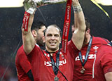 Alun Wyn Jones with the Six Nations trophy after 2019 Wales v Ireland match