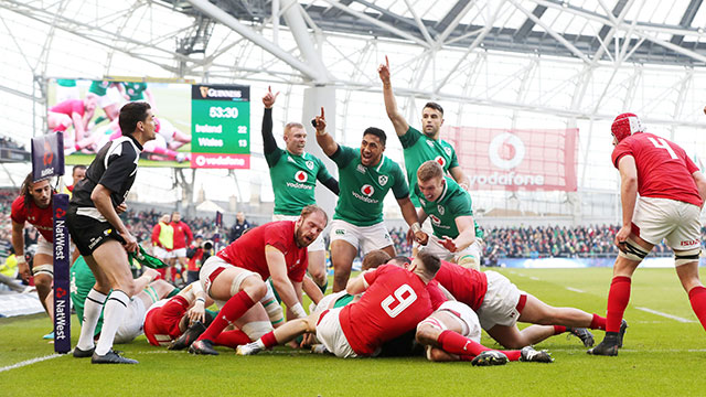Cian Healy scores Ireland's fourth try against Wales