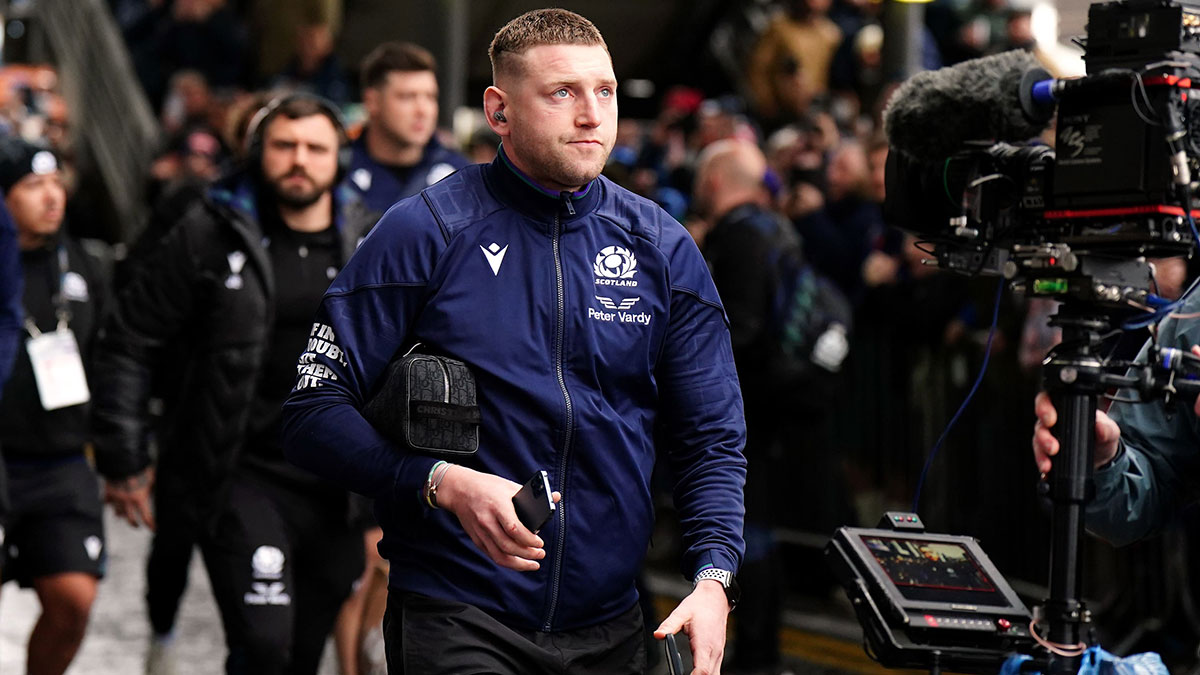 Finn Russell walking to stadium before Scotland v France match in 2024 Six Nations