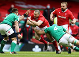 Ken Owens is tackled by Tadhg Beirne during Ireland v Wales match in 2021 Six Nations