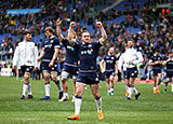 Scotland players celebrate victory over Italy in Six Nations