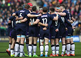 Scotland players in a huddle before match against Wales in 2019 Six Nations