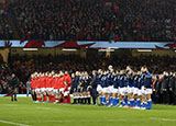 Wales and Italy line up before match in 2018 Six Nations