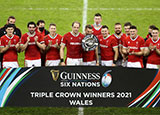 Wales celebrate a Triple Crown following victory over England in 2021 Six Nations