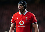 Adam Beard in action for Wales against England during 2024 Six Nations