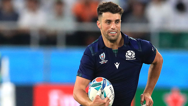 Adam Hastings in action for Scotland v Russia at 2019 Rugby World Cup