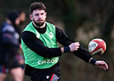 Alex Cuthbert at Wales training session during 2023 Six Nations