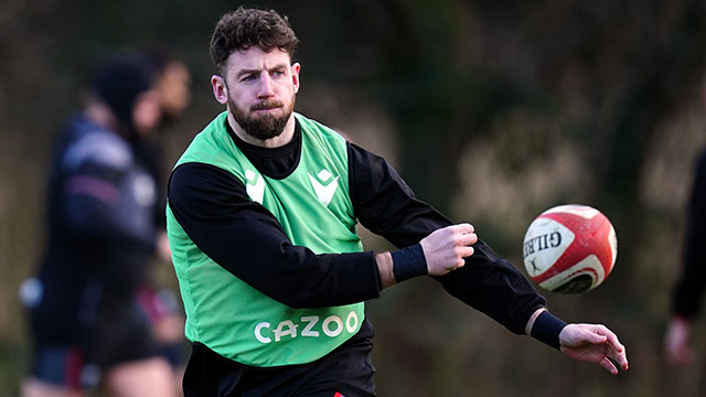 Alex Cuthbert at Wales training session during 2023 Six Nations
