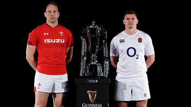 Alun Wyn Jones and Owen Farrell pose with 2019 Six Nations trophy