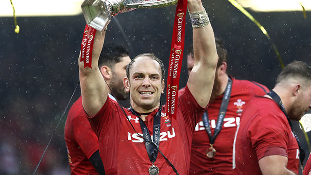 Alun Wyn Jones with the Six Nations trophy after 2019 Wales v Ireland match