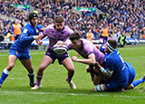 Blair Kinghorn scores a try for Scotland v Italy in 2023 Six Nations