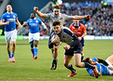 Blair Kinghorn scores his third try during the Scotland v Italy match