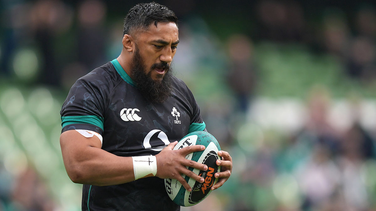 Bundee Aki during Ireland v France match in 2025 Six Nations