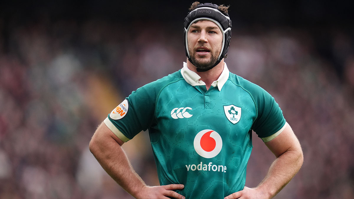 Caelan Doris during England v Ireland match in 2026 Six Nations