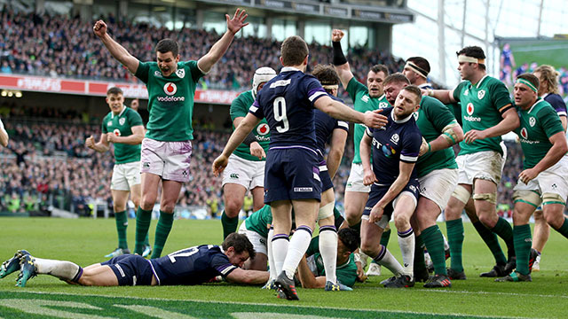 Conor Murray scores Ireland's third try against Scotland