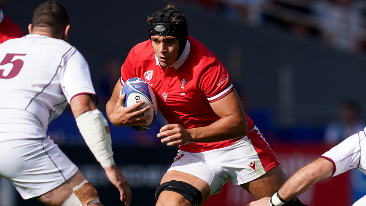 Dafydd Jenkins in action for Wales v Georgia at 2023 Rugby World Cup