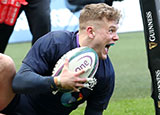 Darcy Graham scores a try for Scotland against Wales in 2019 Six Nations