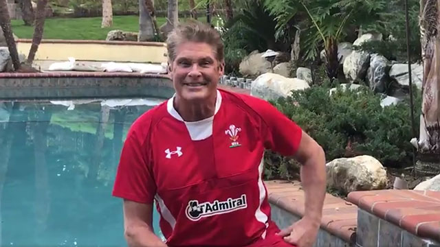 David Hasselhoff lends his support to Wales Six Nations hopes from LA Mansion