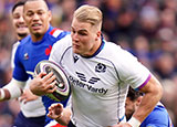 Duhan van der Merwe in action for Scotland v France in 2022 Six Nations