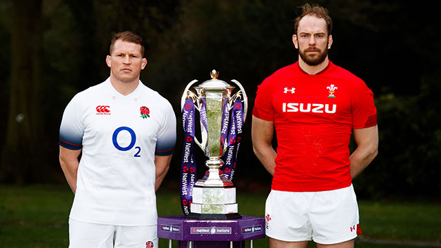 Dylan Hartley and Alun Wyn Jones with Six Nations trophy