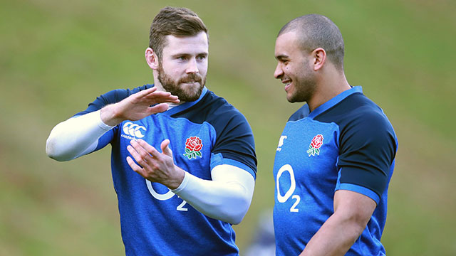 Elliot Daly and Jonathan Joseph during a training session at Pennyhill Park