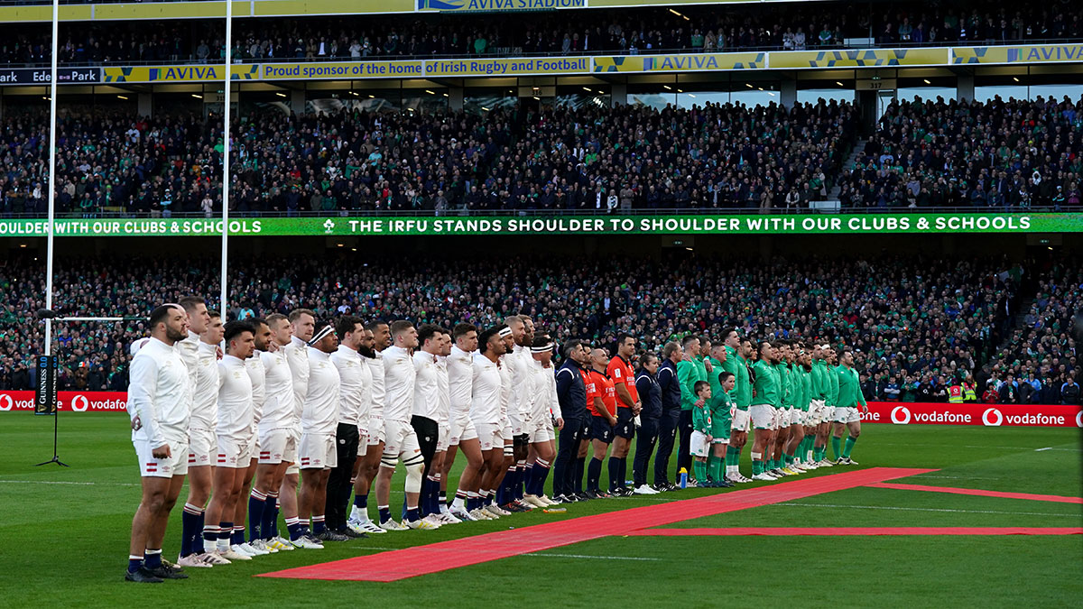 England and Ireland line up before match in 2023 Six Nations