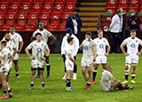 England players after being beaten by Wales in 2021 Six Nations
