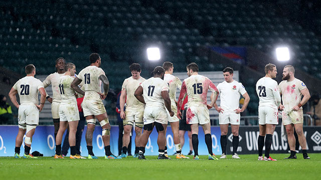 England players after defeat to Scotland in 2021 Six Nations