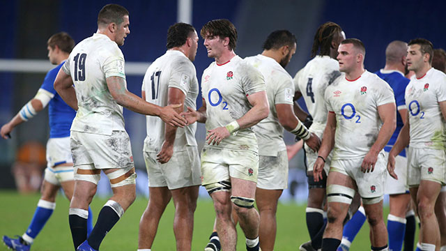 England players congratulate after Italy match in 2020 Six Nations