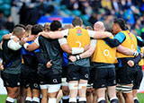 England players in a huddle before Italy match in 2019 Six Nations