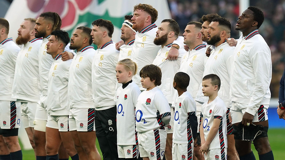 England players line up against Scotland during 2025 Six Nations