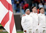 England players line up for anthems in Italy match during 2024 Six Nations