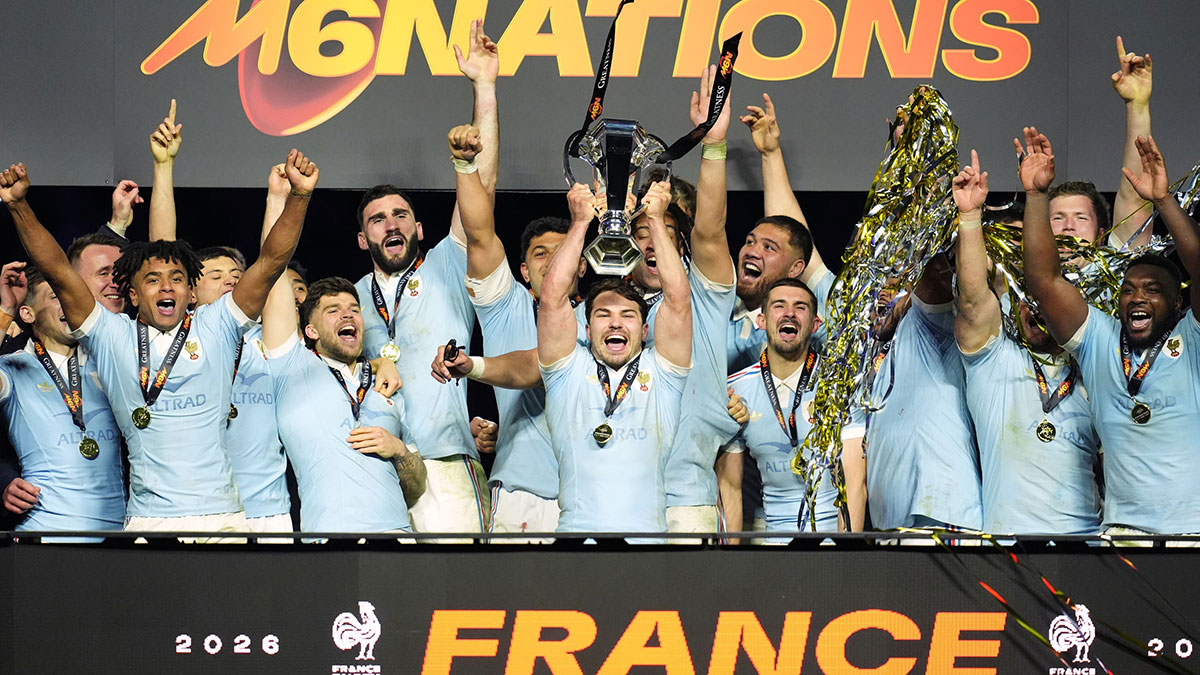 France celebrate with Six Nations trophy after winning 2026 Championship