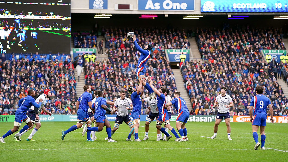 France win lineout against Scotland during 2022 Six Nations