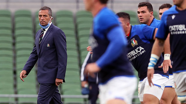 Franco Smith watches his players before the Ireland v Italy match in 2020 Six Nations