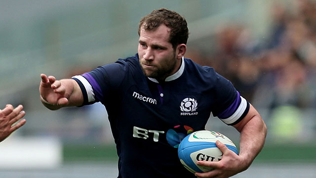 Fraser Brown playing for Scotland v Italy at Stadio Olimpico