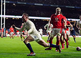 Fraser Dingwall celebrates a try for England v Wales in 2024 Six Nations
