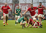 Garry Ringrose scores a try for Ireland v Wales in 2022 Six Nations