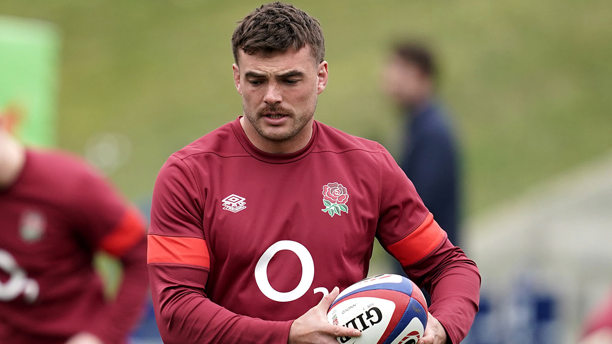 George Furbank at England training session for 2024 Six Nations