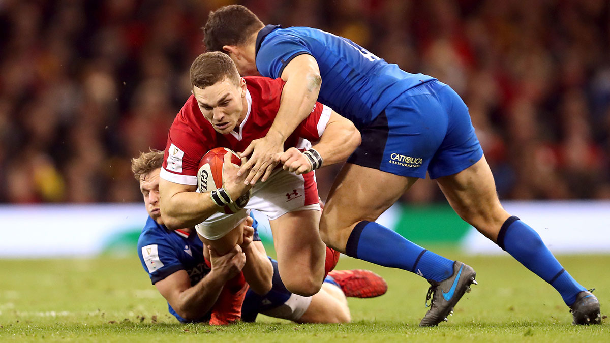 George North scores a try for Wales against Italy in 2020 Six Nations