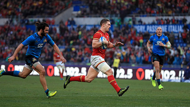 George North scores against Italy in Rome