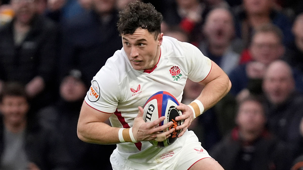 Henry Arundell scores a try for England v Wales during 2026 Six Nations