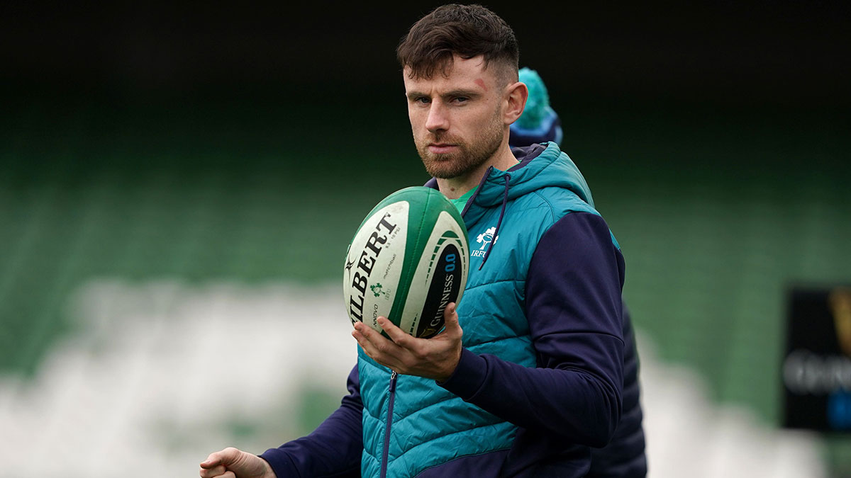 Hugo Keenan at Ireland Team Run during 2024 Six Nations