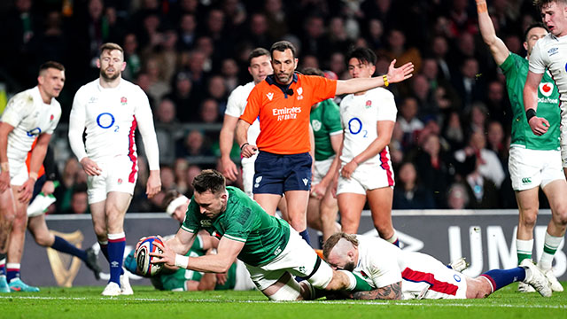 Jack Conan scores a try for Ireland against England in 2022 Six Nations