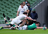 Jack Conan scores a try for Ireland v England during 2021 Six Nations