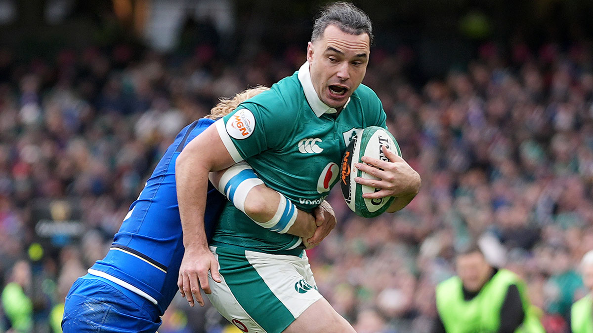 James Lowe in action for Ireland v Italy during 2026 Six Nations