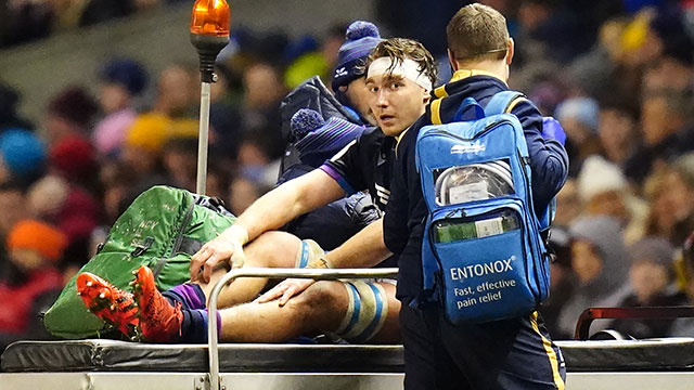 Jamie Ritchie goes off injured during Scotland v England match in 2022 Six Nations