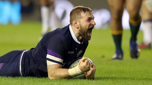 John Barclay scores a try for Scotland