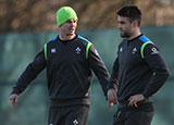 Johnny Sexton and Connor Murray during Ireland training session
