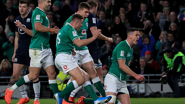 Johnny Sexton scores for Ireland v Scotland in 2020 Six Nations